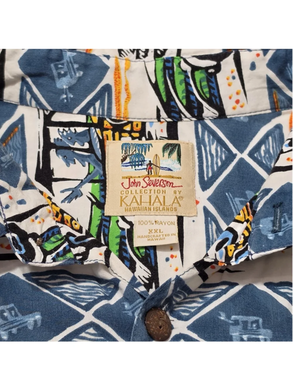 Kahala Hawaiian Shirt XXL John Severson Surfboard Woody Car Made Hawaii
